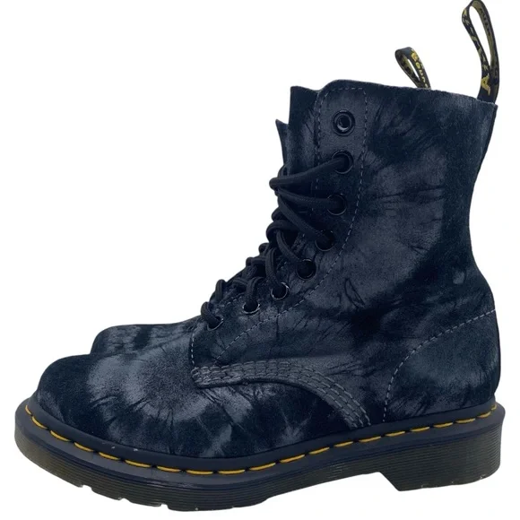 Dr. Martens Womens Shoes Pascal Boots Sz 5 Black Tie Dye Combat Casual Trendy - Picture 2 of 15